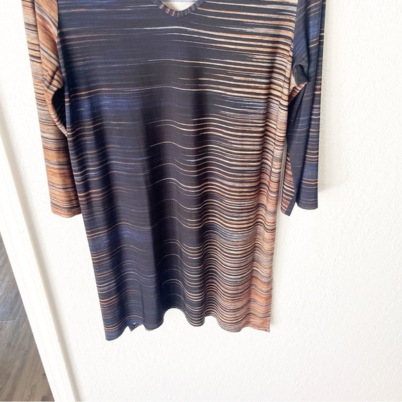 Clara Sun Woo Top Women's XL Stretch Jersey Knit Horizontal Stripe Side Slit - Picture 4 of 7